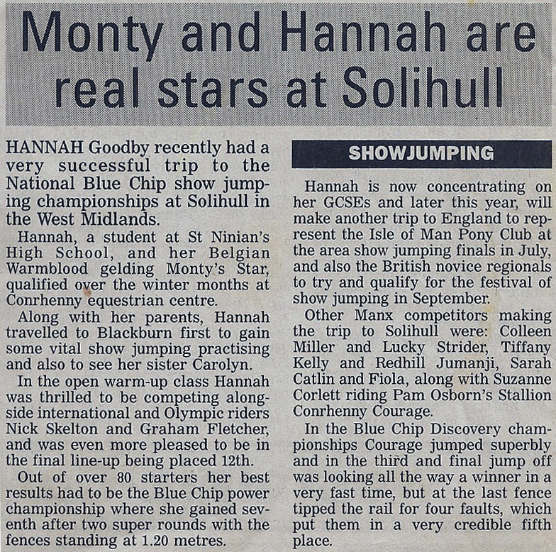 Monty and Hannah are real stars at Solihull 2000