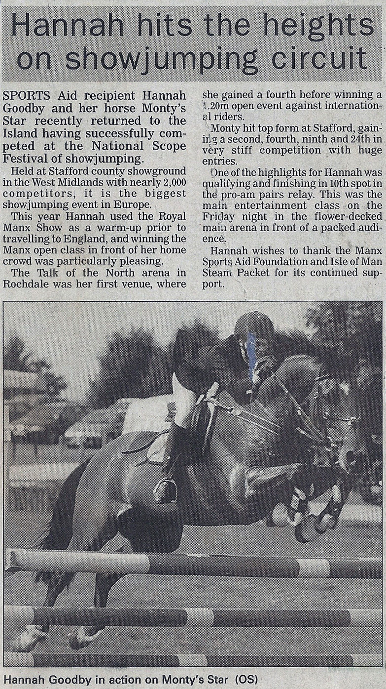 Hannah hits the heights on showjumping circuit 2002