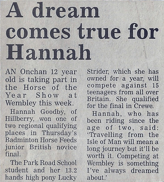 A dream comes true for Hannah 1996